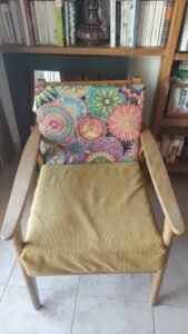 Refection de housse de chaisse pour une cliente (jacquard et velours cotelé)
