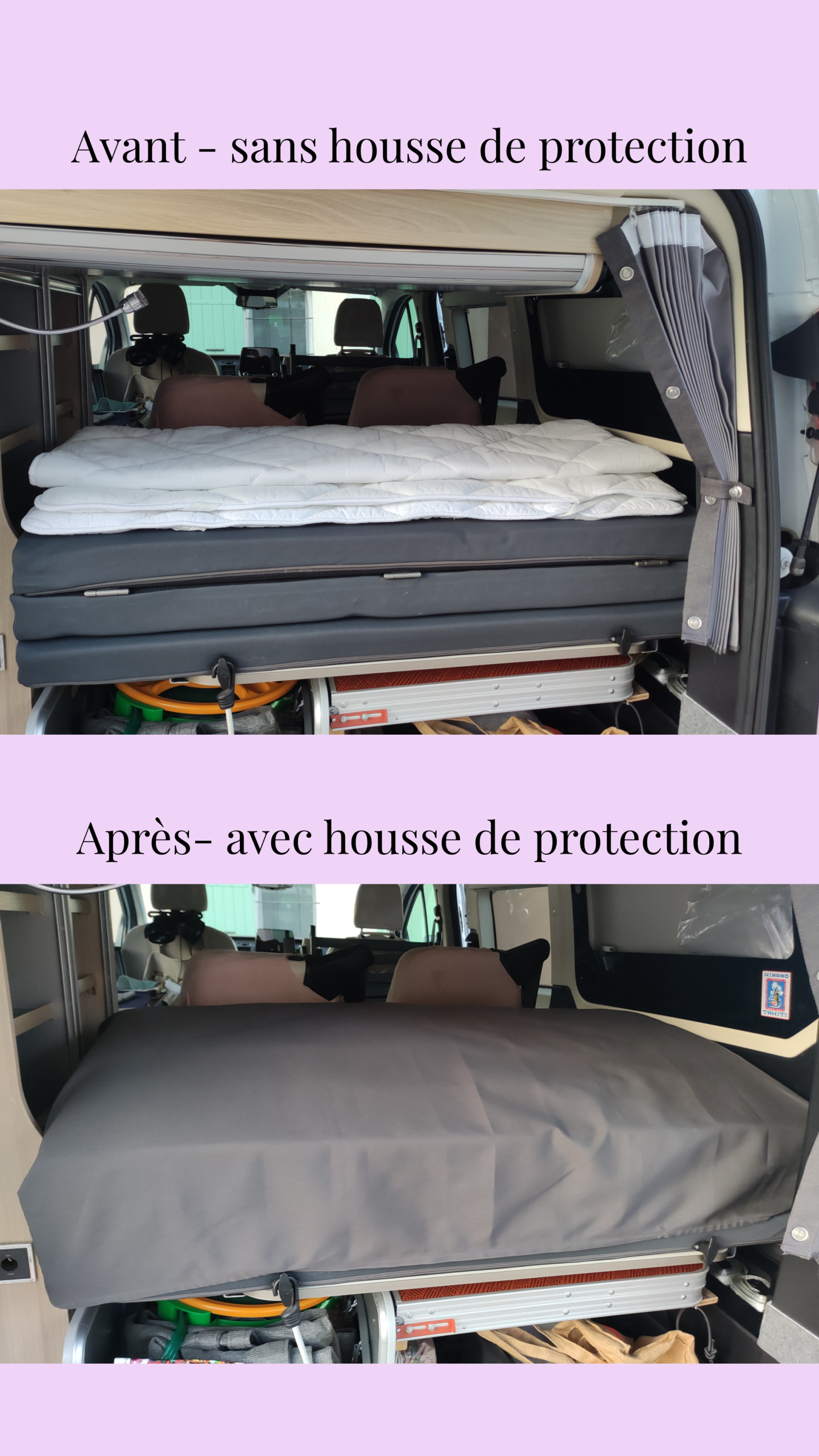 véhicule de loisirs : housse de protection pour matelas et surmatelas de van