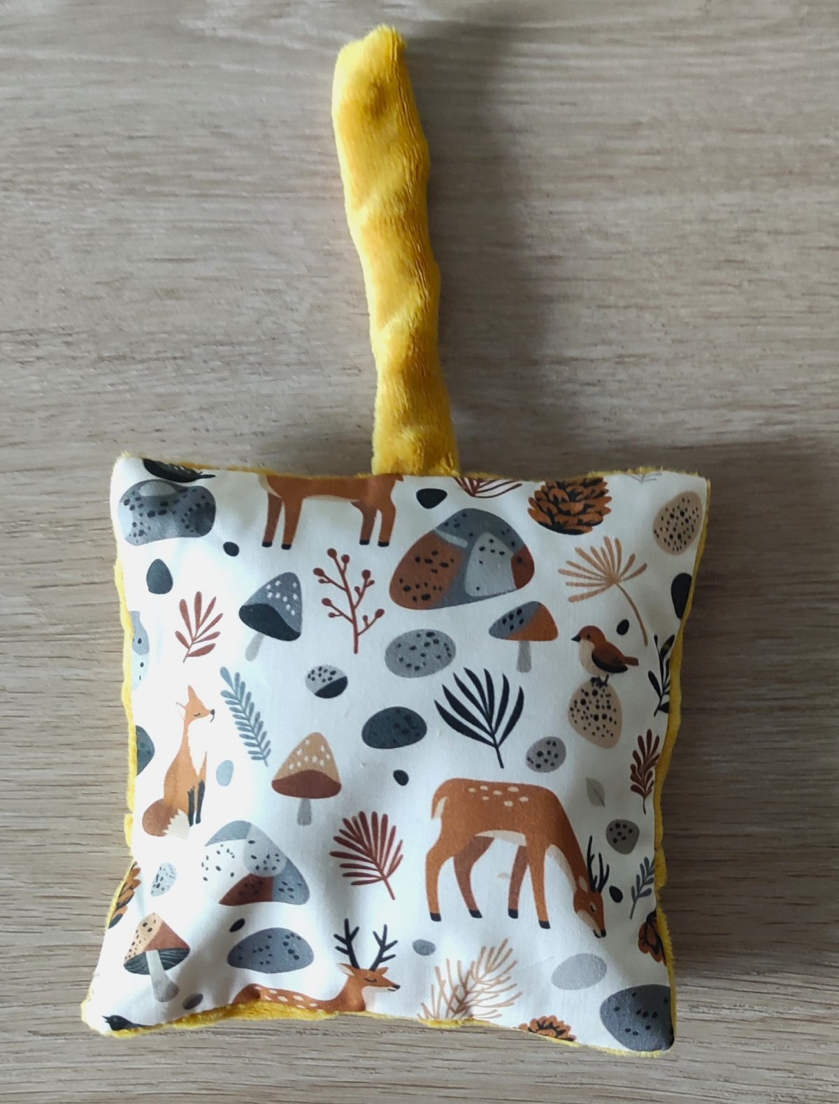 Bouillotte sèche enfant avec housse douce motif animaux de la forêt