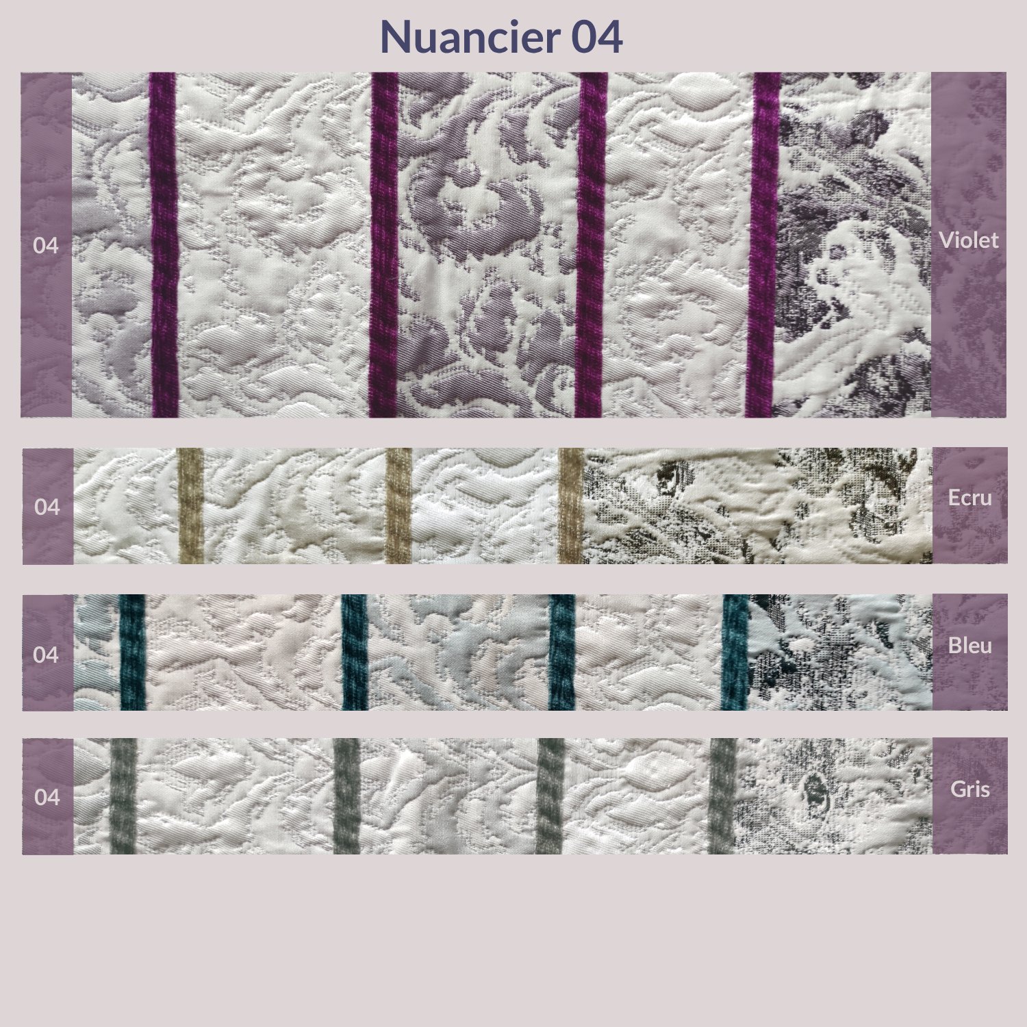 Nuancier de tissus d’ameublement revalorisés pour housse réversible – planche 4