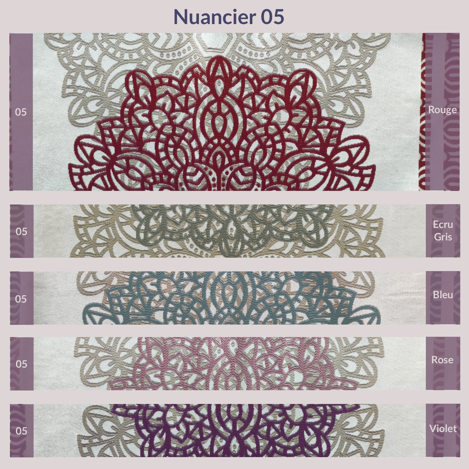 Nuancier de tissus d’ameublement revalorisés pour housse réversible – planche 5